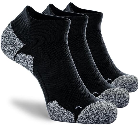 CWVLC Unisex Cushioned Compression Athletic Ankle Socks 3-pairs Black Size XL - Picture 1 of 6